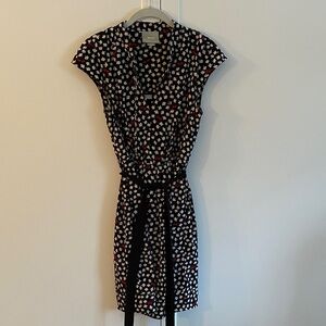 Maeve Black and White Mini Dress with Red Accents